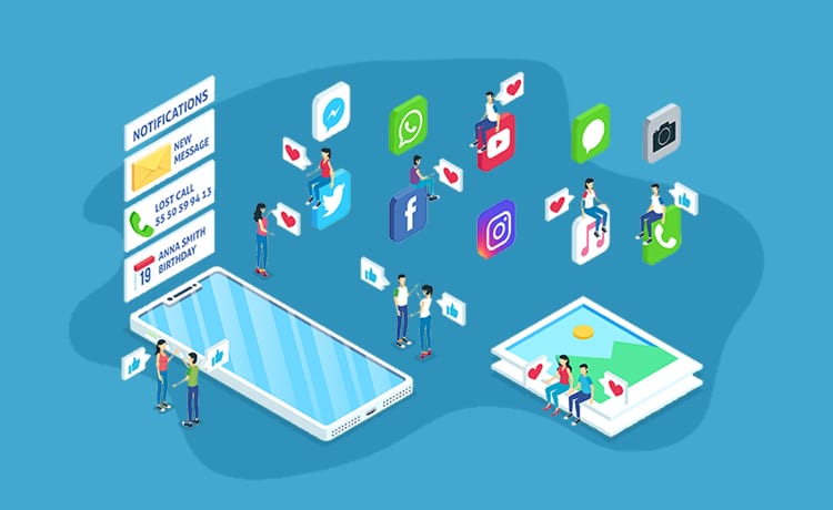 Illustration of social media analytics for engaging your audience for music festivals and events. Image via Aimtell