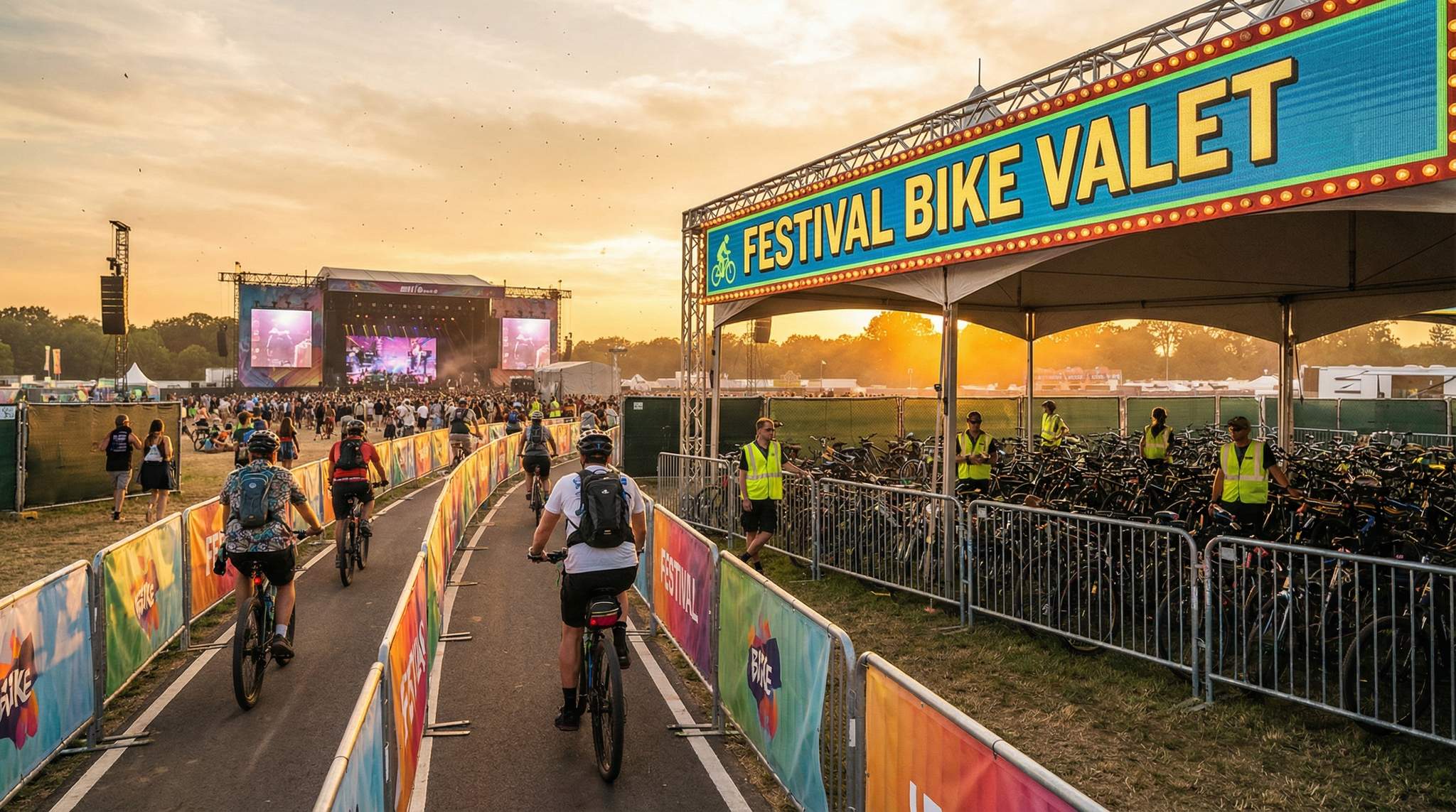 Cut festival traffic chaos with bikes.
