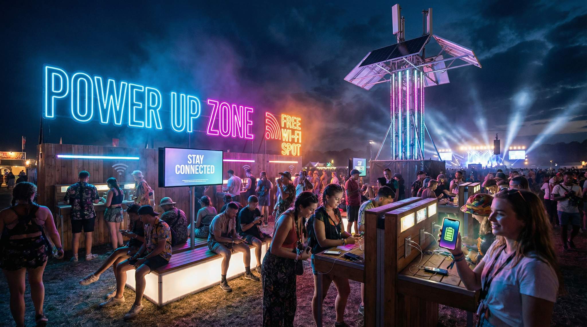 Charged Up: Smartphone Charging Stations and Connectivity Solutions at Festivals