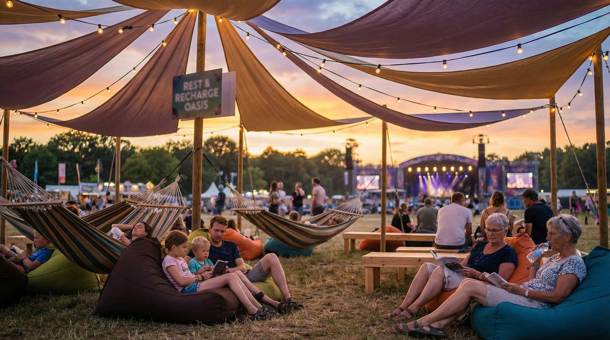 Discover how to design chill zones and quiet spaces at festivals to boost attendee well-being and satisfaction.
