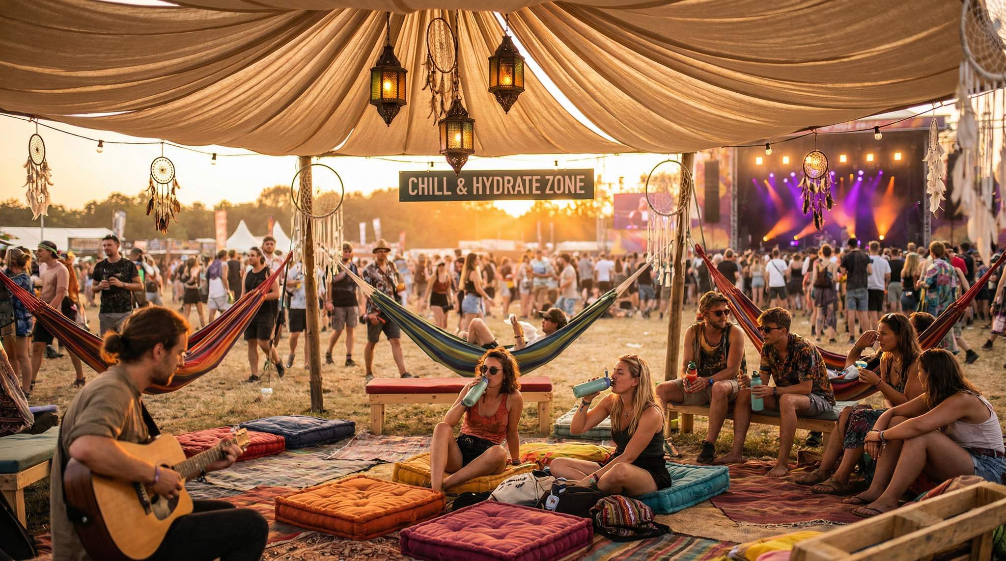 Designing Rest Rituals at Festivals: Shade, Water, and Music