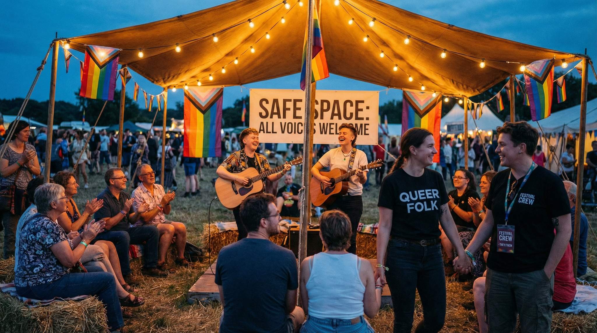 Make your folk festival inclusive: book LGBTQ+ artists, create safe spaces, train staff, crack down on harassment, and ensure every attendee feels welcome.
