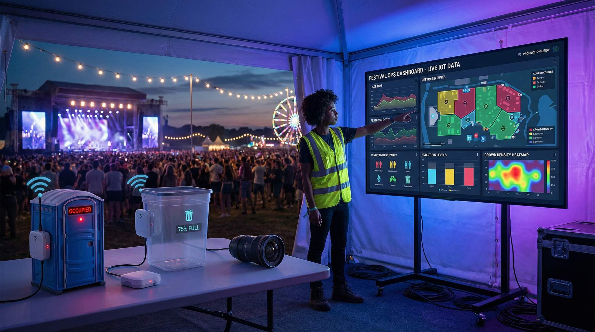 Sensor-Powered Festival Operations: Using IoT to Optimize Toilets, Trash, and Crowd Flows