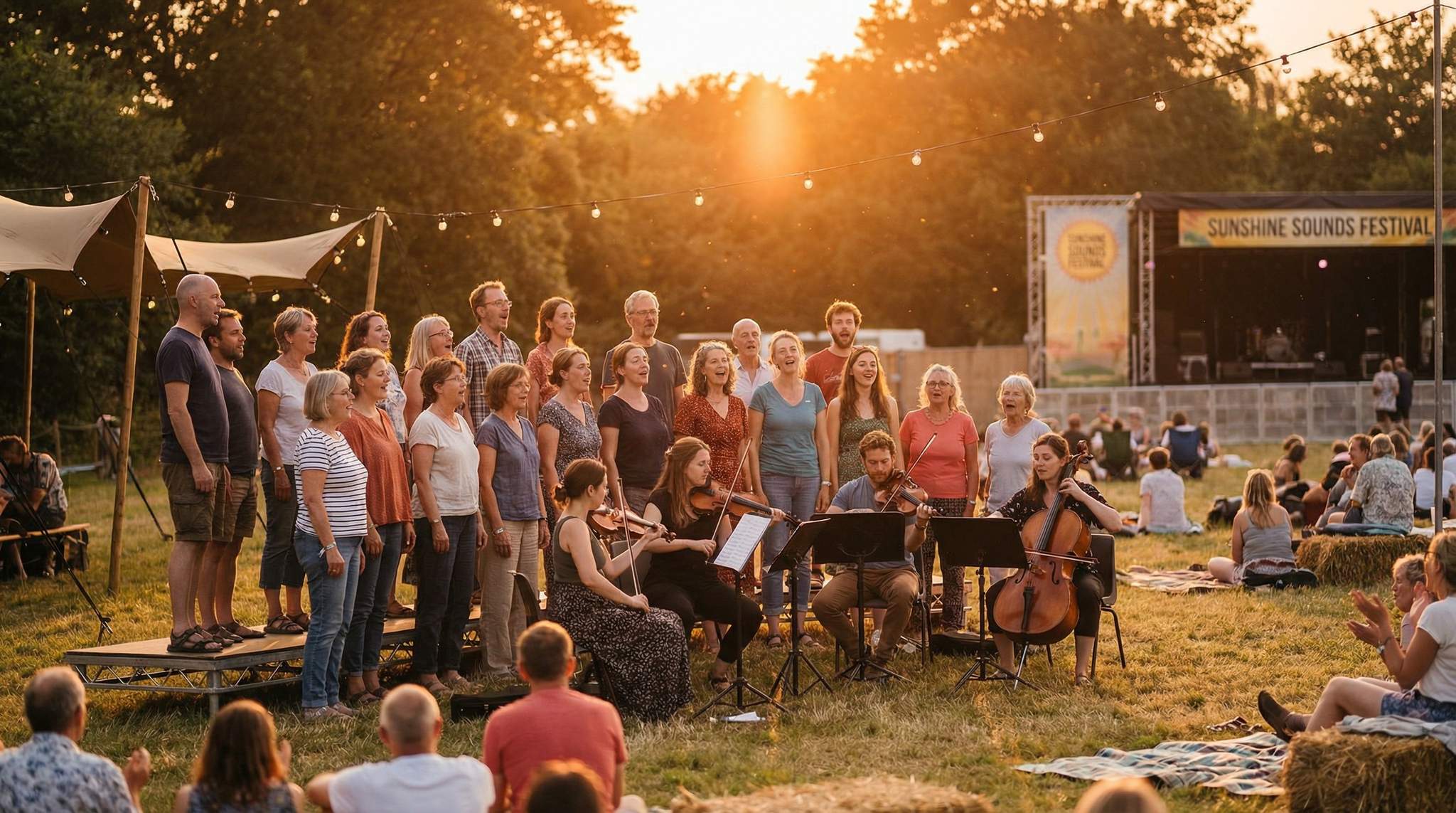 Showcase: Community Choir and Strings Pop-Up – Golden Hour Magic at Festivals