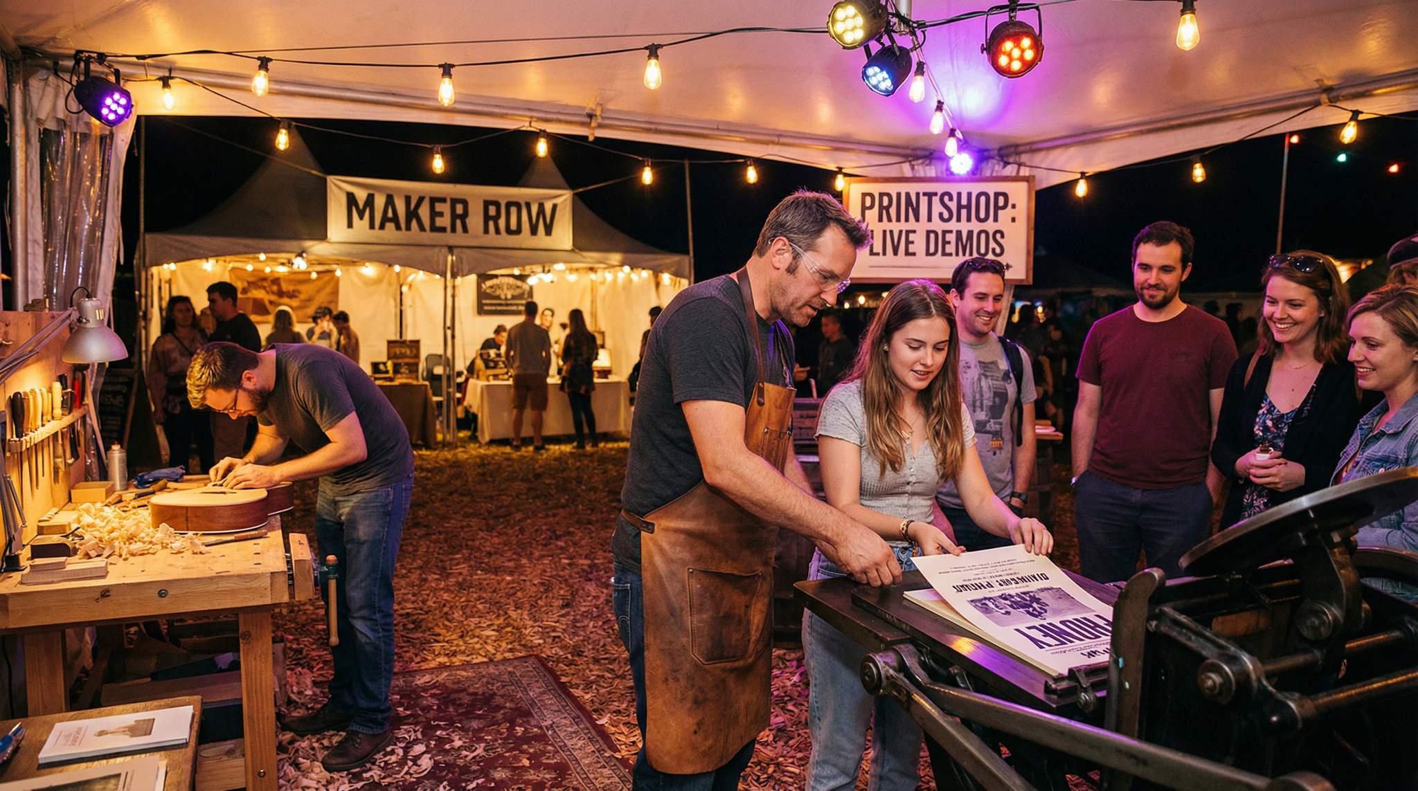 Showcasing Craftsmanship at Boutique Festivals: Printshop, Luthier & Maker Rows
