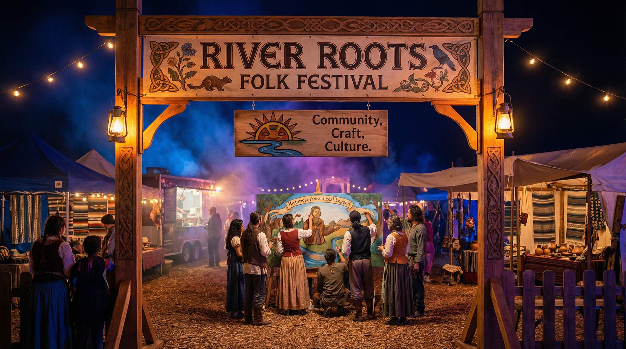 Authentic folk festival branding: use craft-inspired typography and motifs, design rustic-friendly logos, and weave community storytelling into your visuals.
