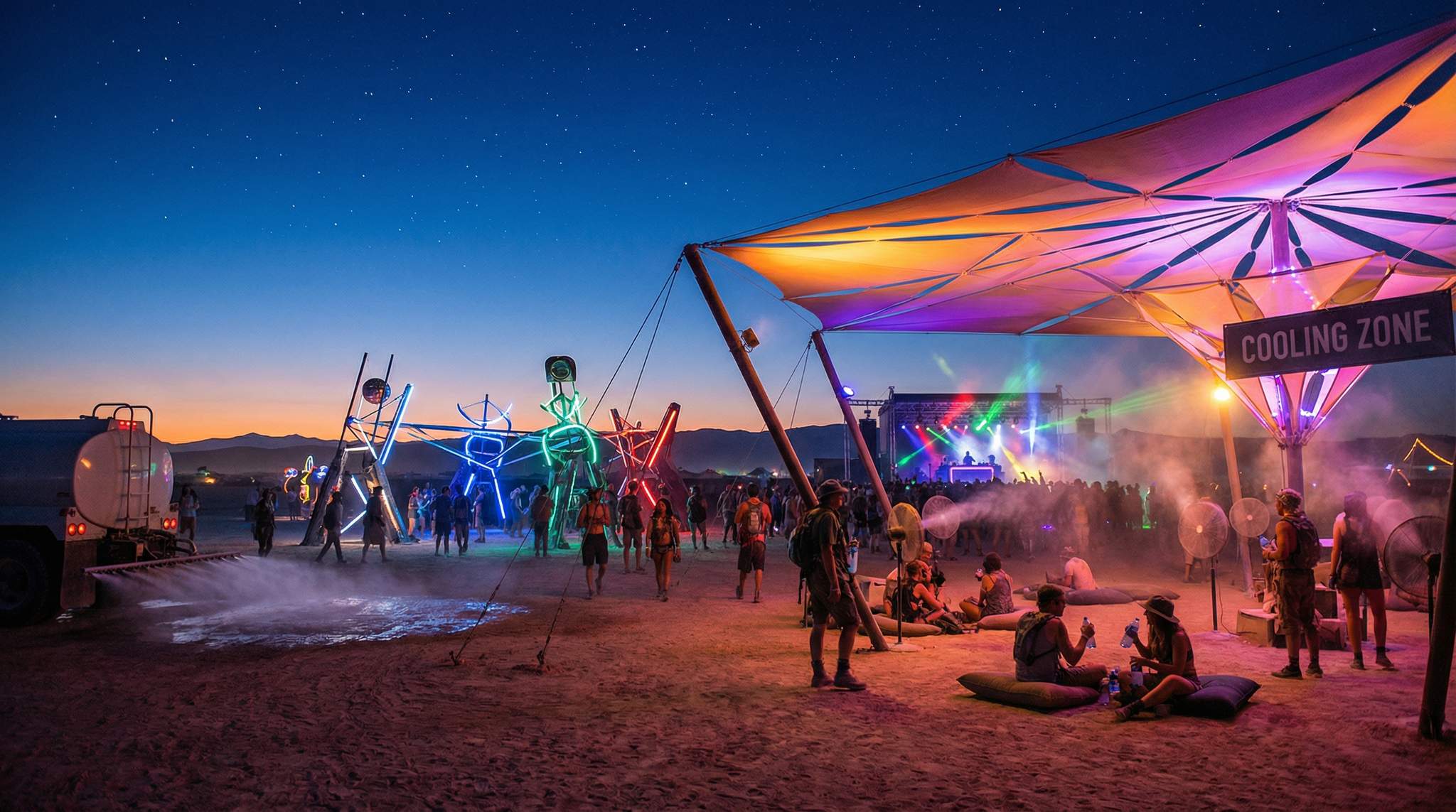 Case Study: Desert Art Park Festivals at Night – Beating the Heat and Taming the Dust