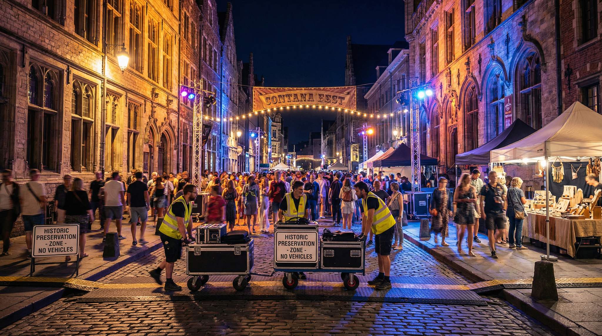 Learn how festival producers handle cobblestone streets, heritage buildings, residents, and large crowds to stage unforgettable street fairs in historic towns.
