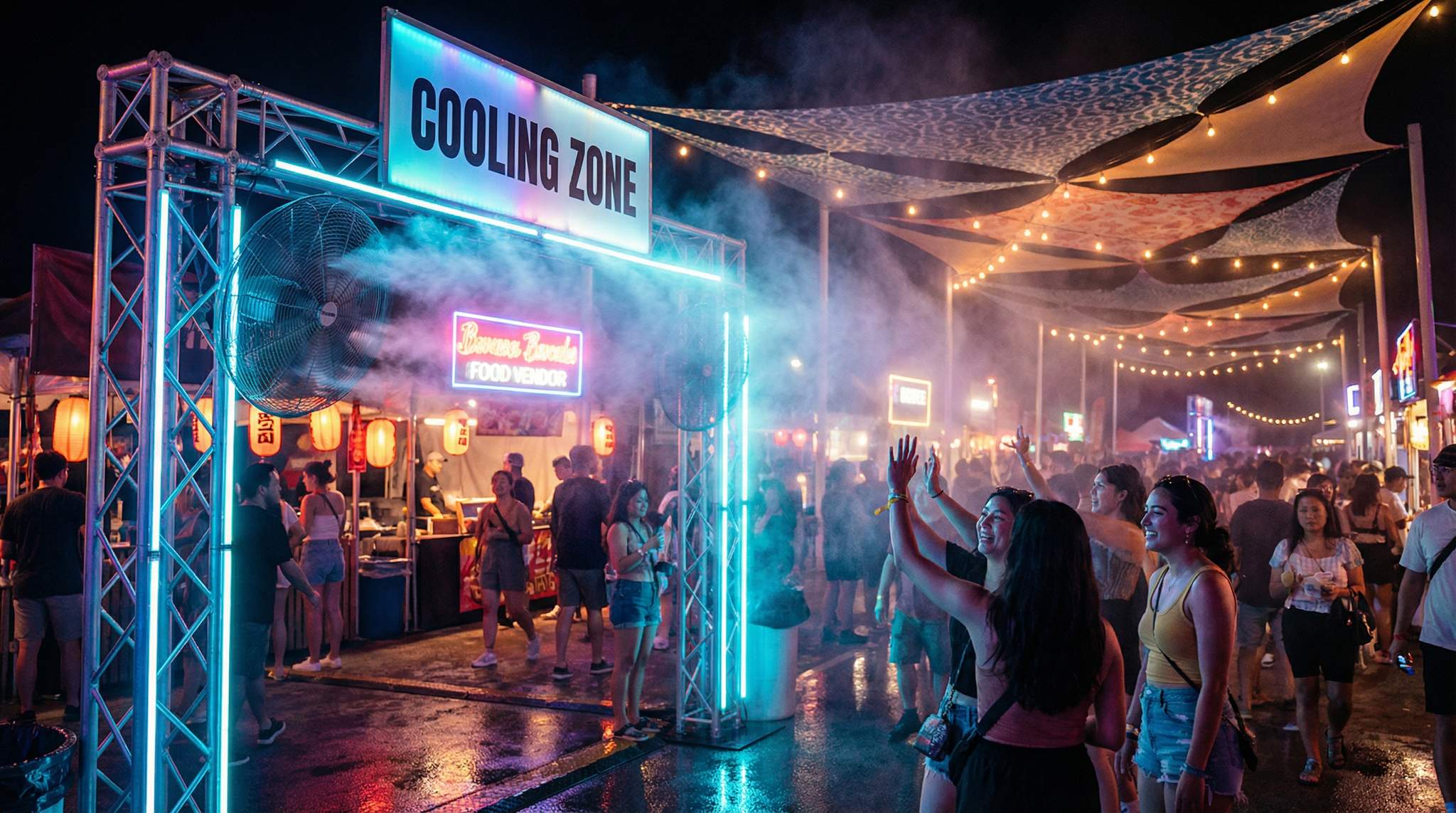 A night market festival series thrived in a heatwave thanks to smart cooling tactics.
