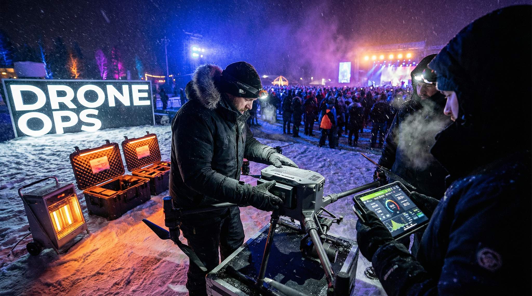 Drones in Winter Festival Skies: Batteries and No-Fly Weather