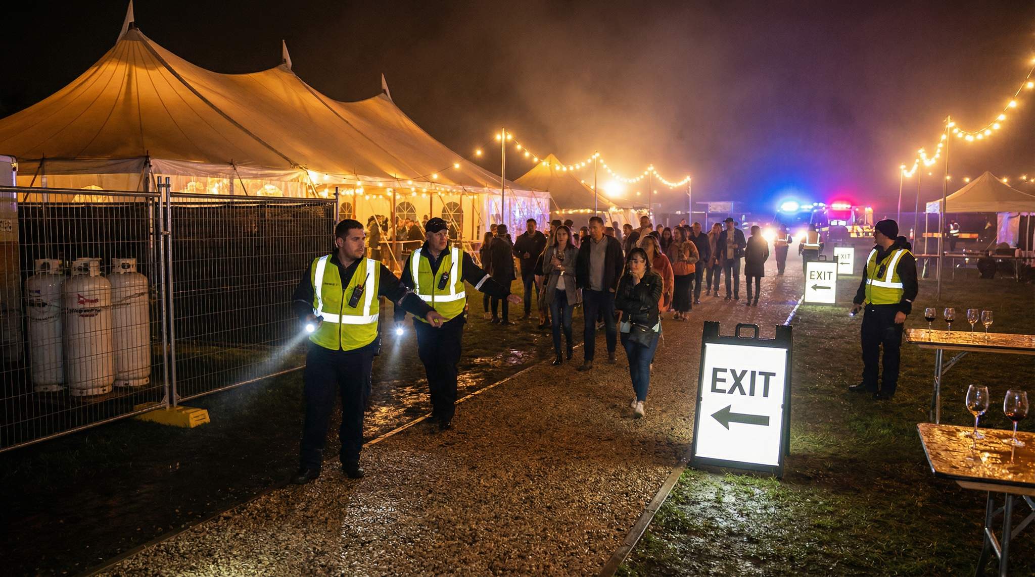 Evacuation with Glass & Tents &ndash; Planning Routes That Avoid Hazards and Propane at Your Wine Festival