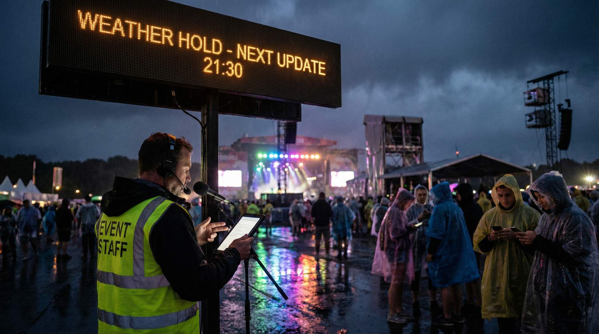 Festival Communications for Holds, Weather Delays, and Re-Starts