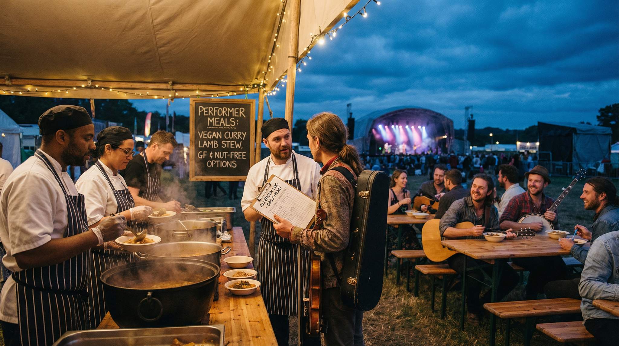 Field Kitchens for Folk Festival Performers: Menu, Allergen Logs, and Hygiene