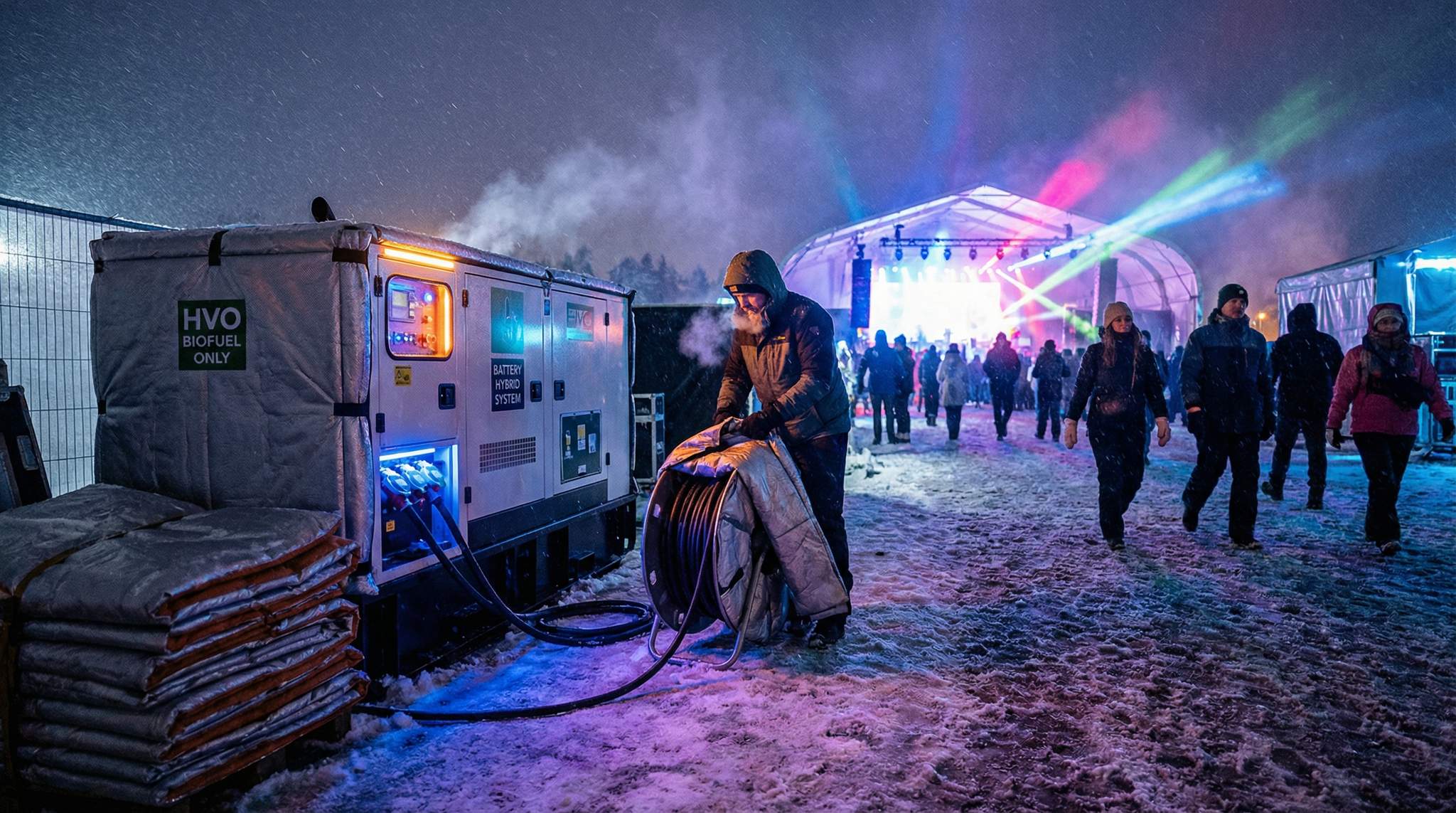 Greener Winter Festivals: HVO, Batteries, and Insulation