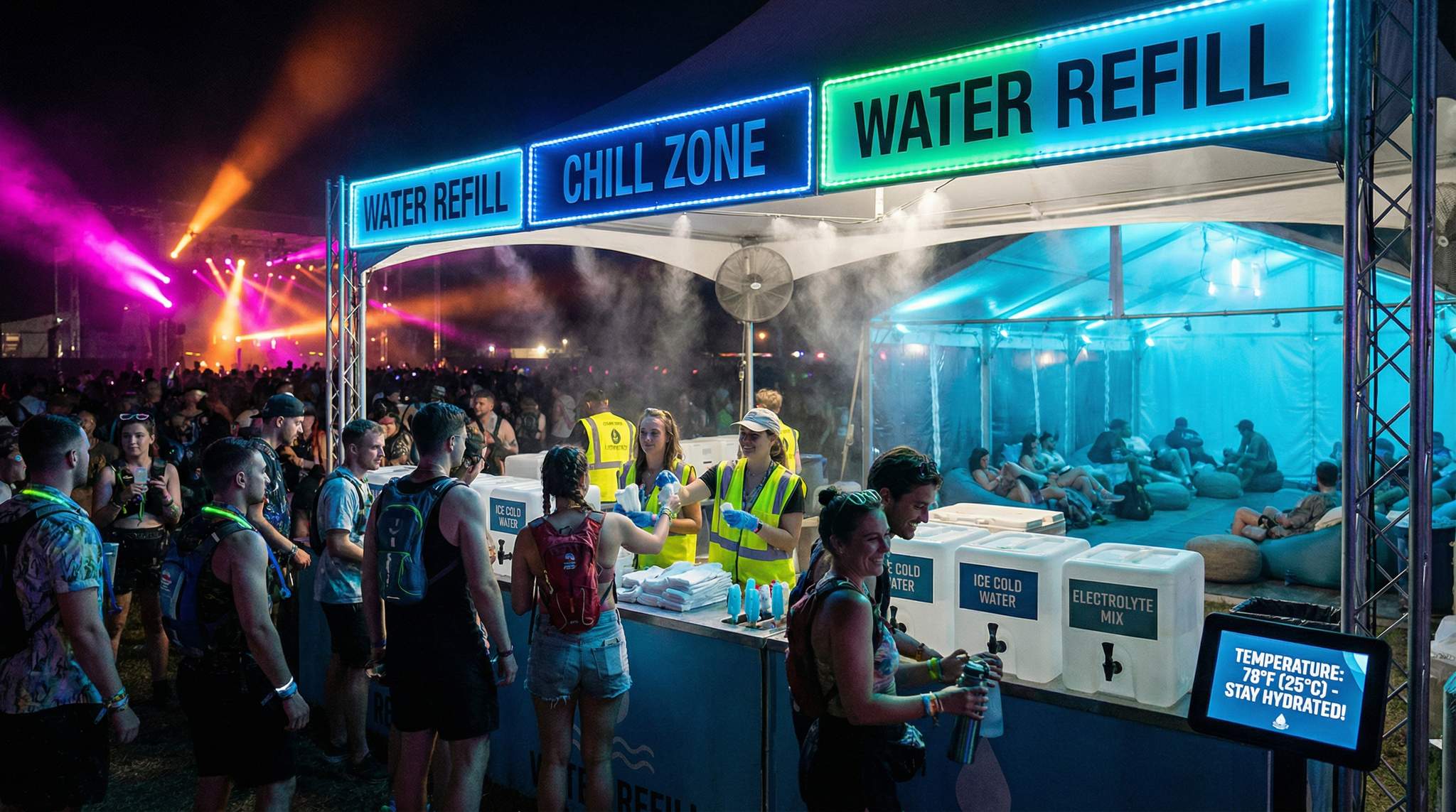 Hydration &amp; Cooling Strategies for Night-Heavy Festival Schedules