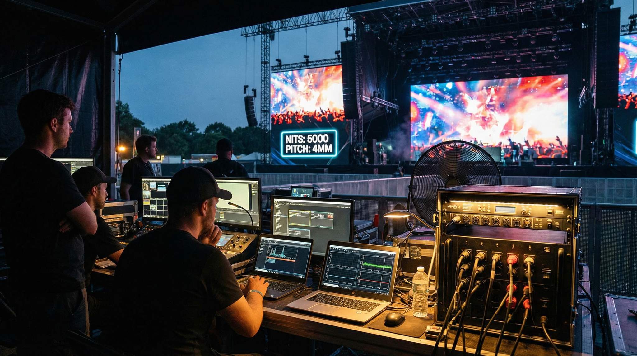 LED, Power, and Thermal Planning for Festival Screens &ndash; Calculating Nits, Pitch, and Sightlines for Day and Night