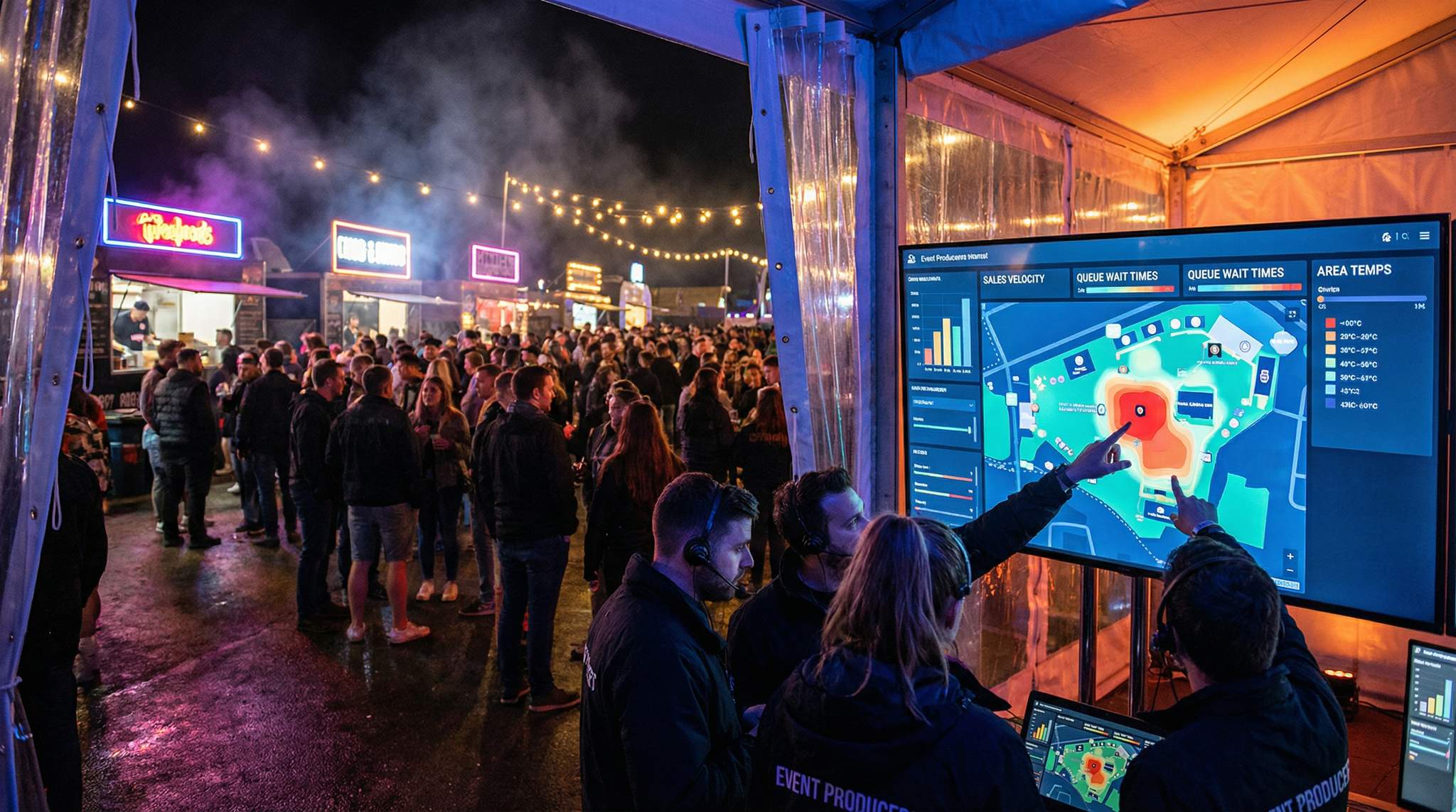 Ops Dashboards for Food Festivals: Monitoring Sales, Queues & Temperatures to Prevent Bottlenecks