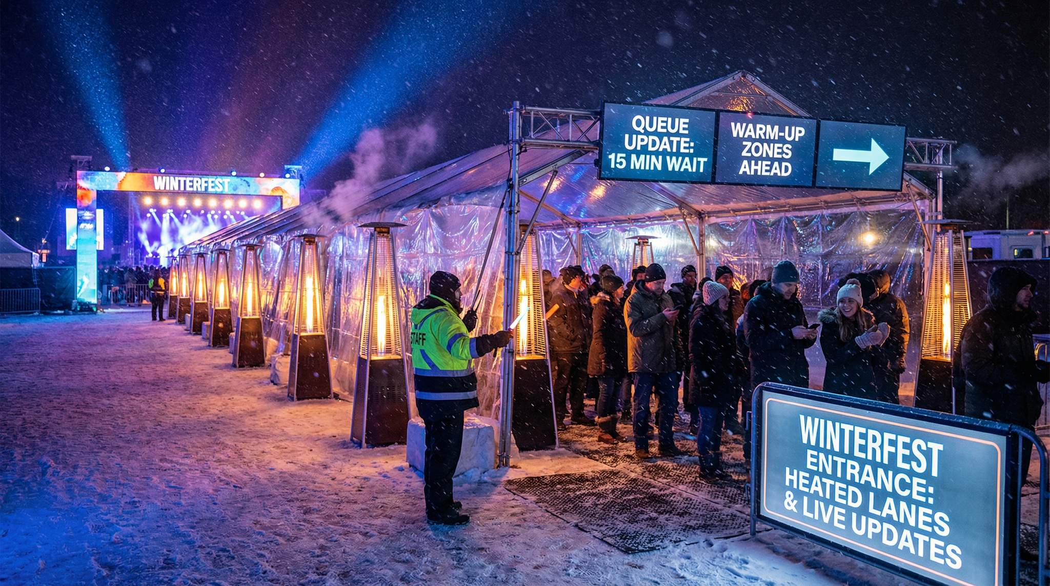 Queue Science in Sub-Zero: Keeping Winter Festival Lines Warm and Moving