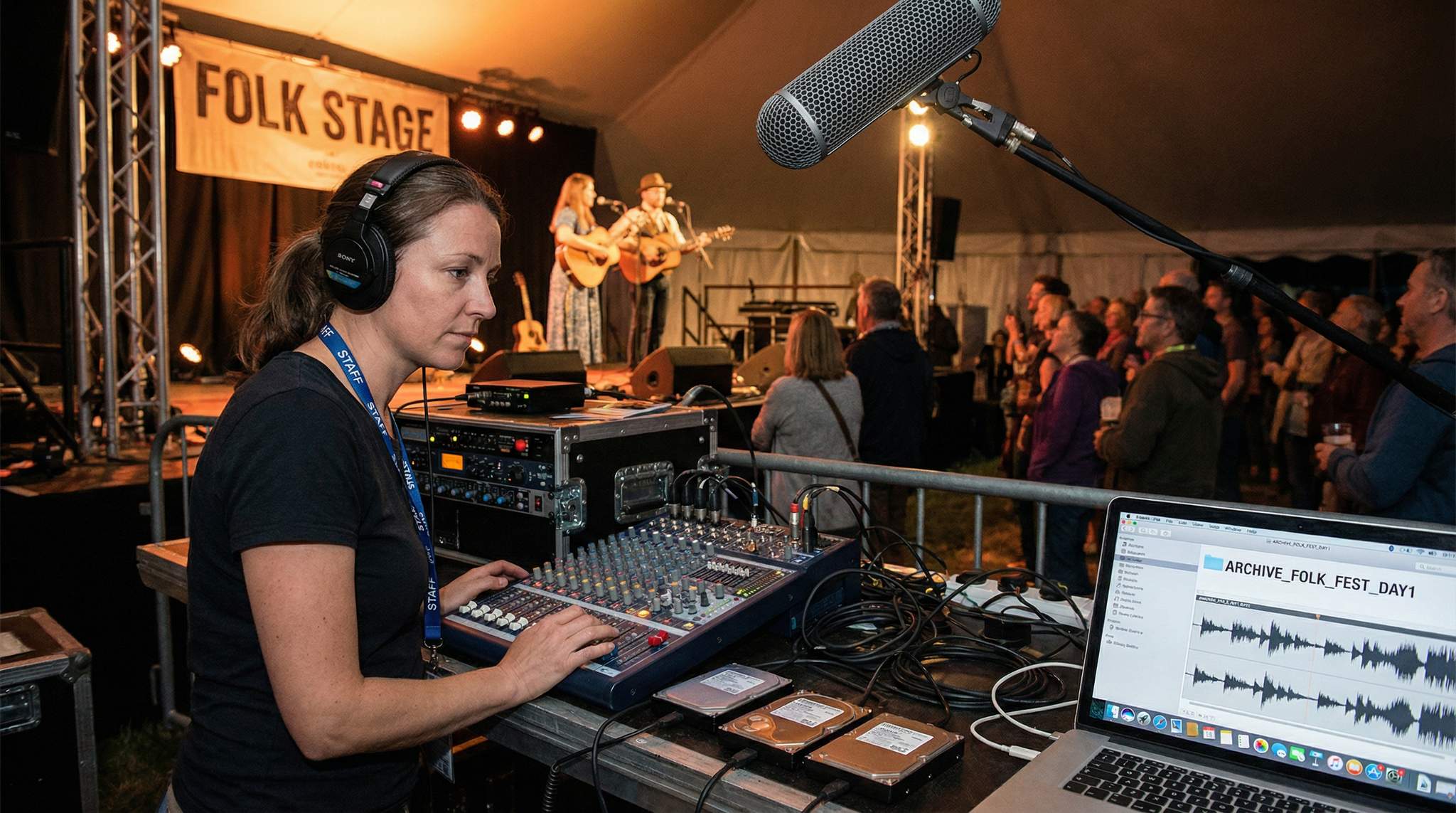 Learn how to capture folk festival performances and preserve cultural heritage through archival audio.
