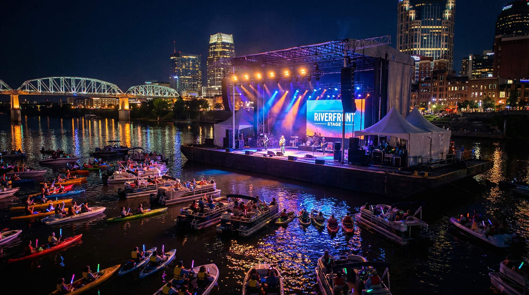 Riverfront Festival Stages: Barges, Reflections, and Boat Etiquette