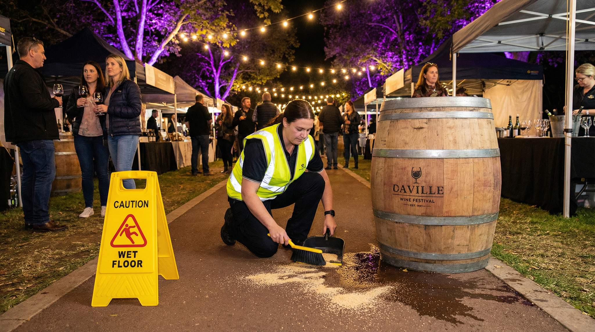 Spill Response & Slip Prevention at Wine Festivals: How Absorbents and Signage Keep Events Safe and Clean