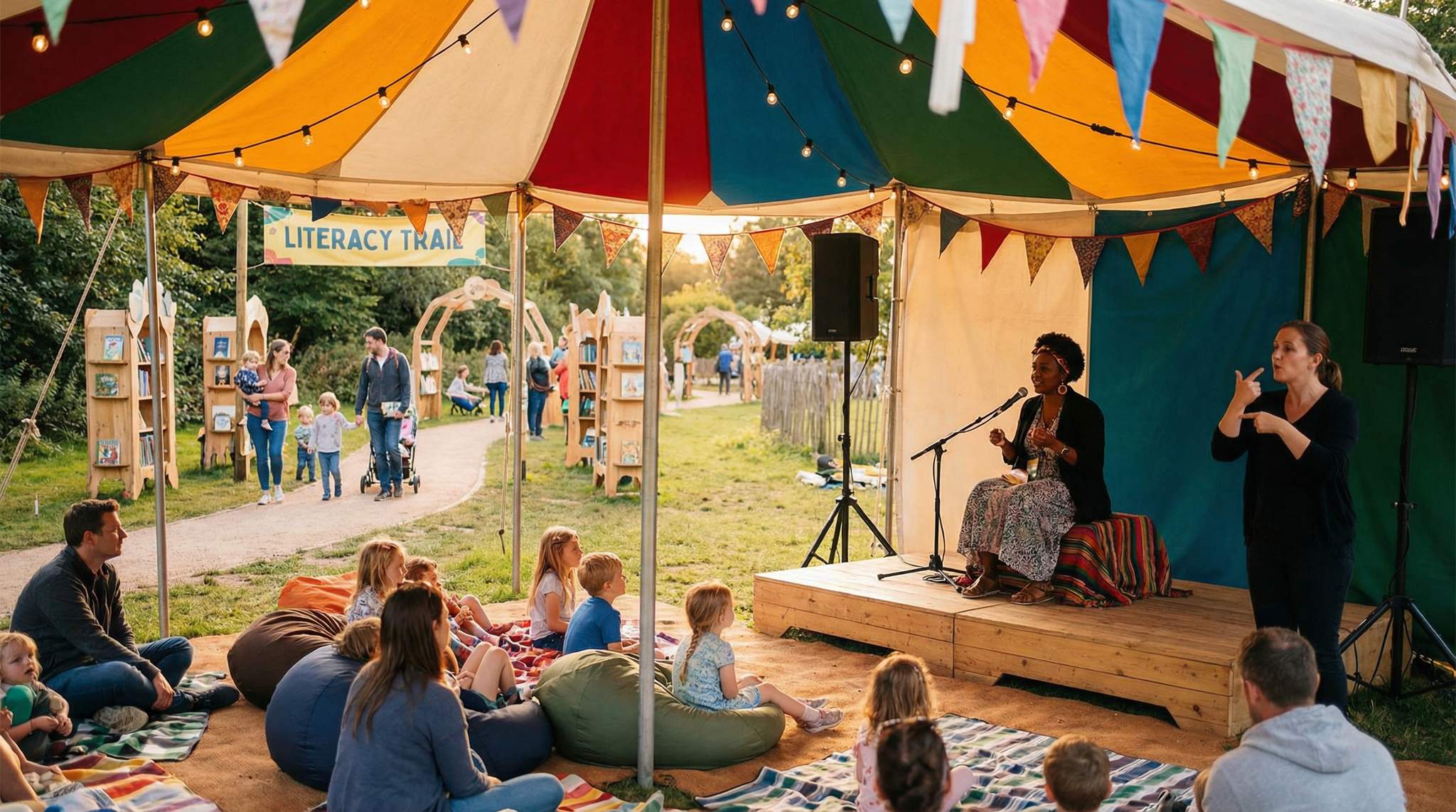 Storytelling Stages and Literacy Trails: Creating Calm and Magic at Family-Friendly Festivals