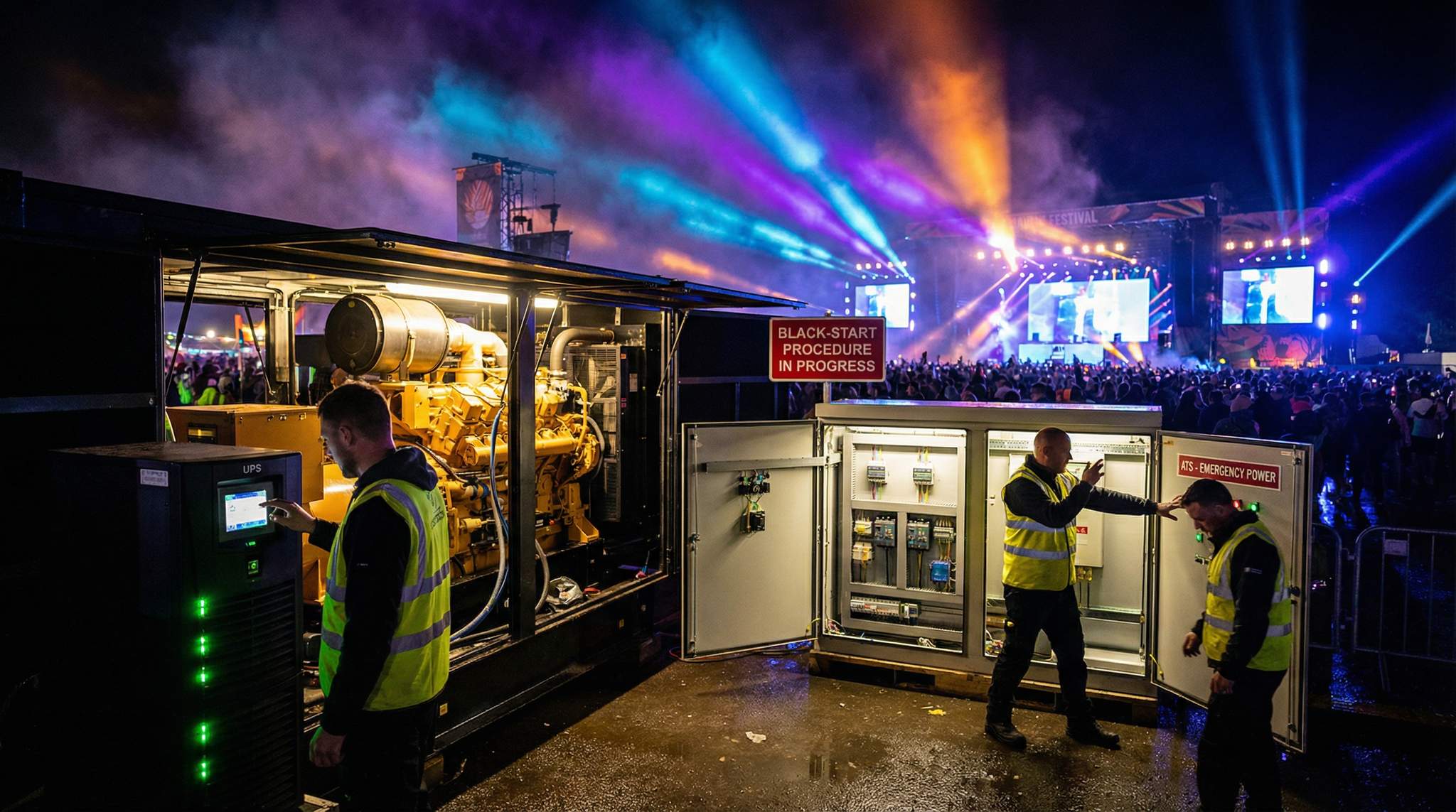 Transfer Switches, UPS, and Black-Start: Power Resilience for Large-Scale Festivals