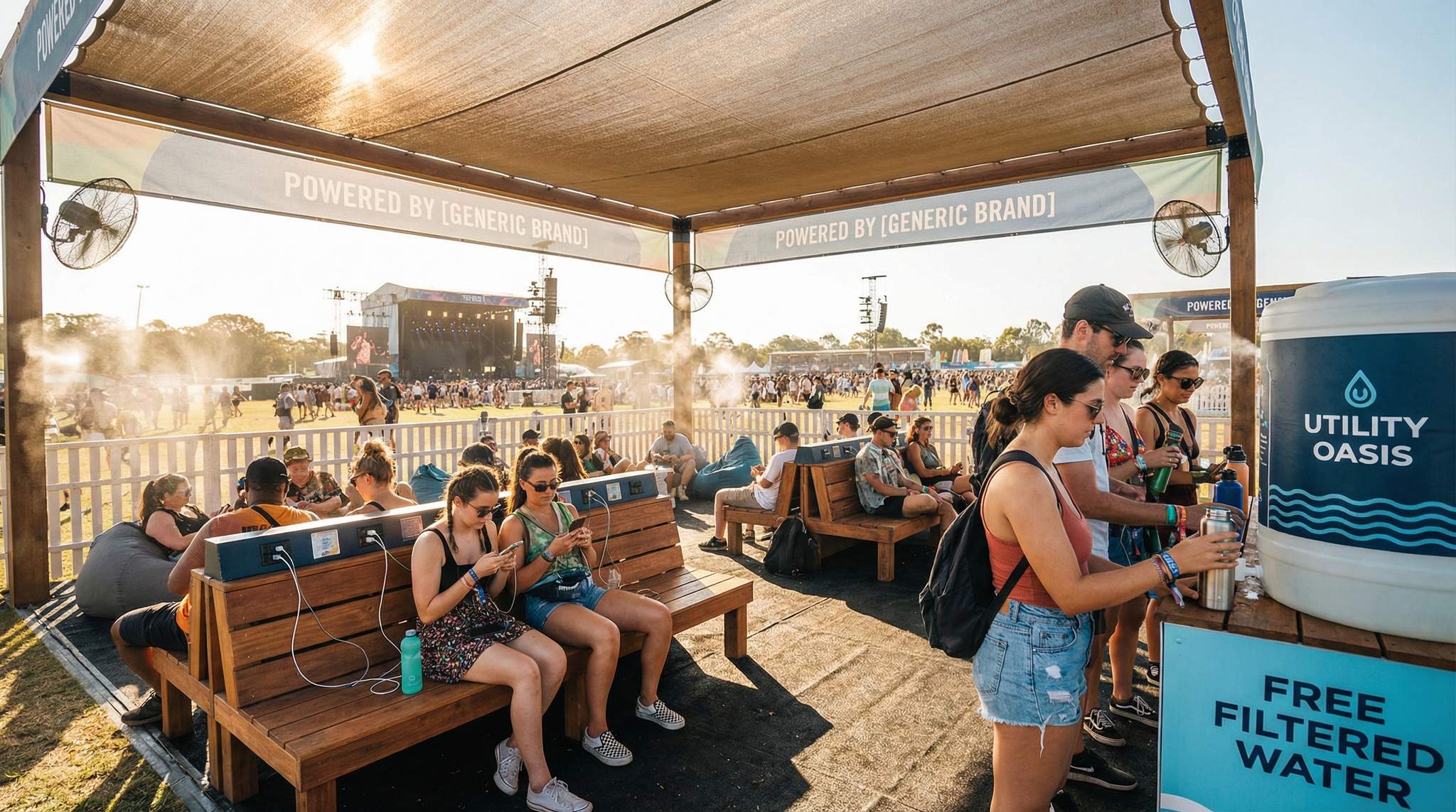 Utility-First Festival Sponsorships: Water, Shade, Power, and Seating
