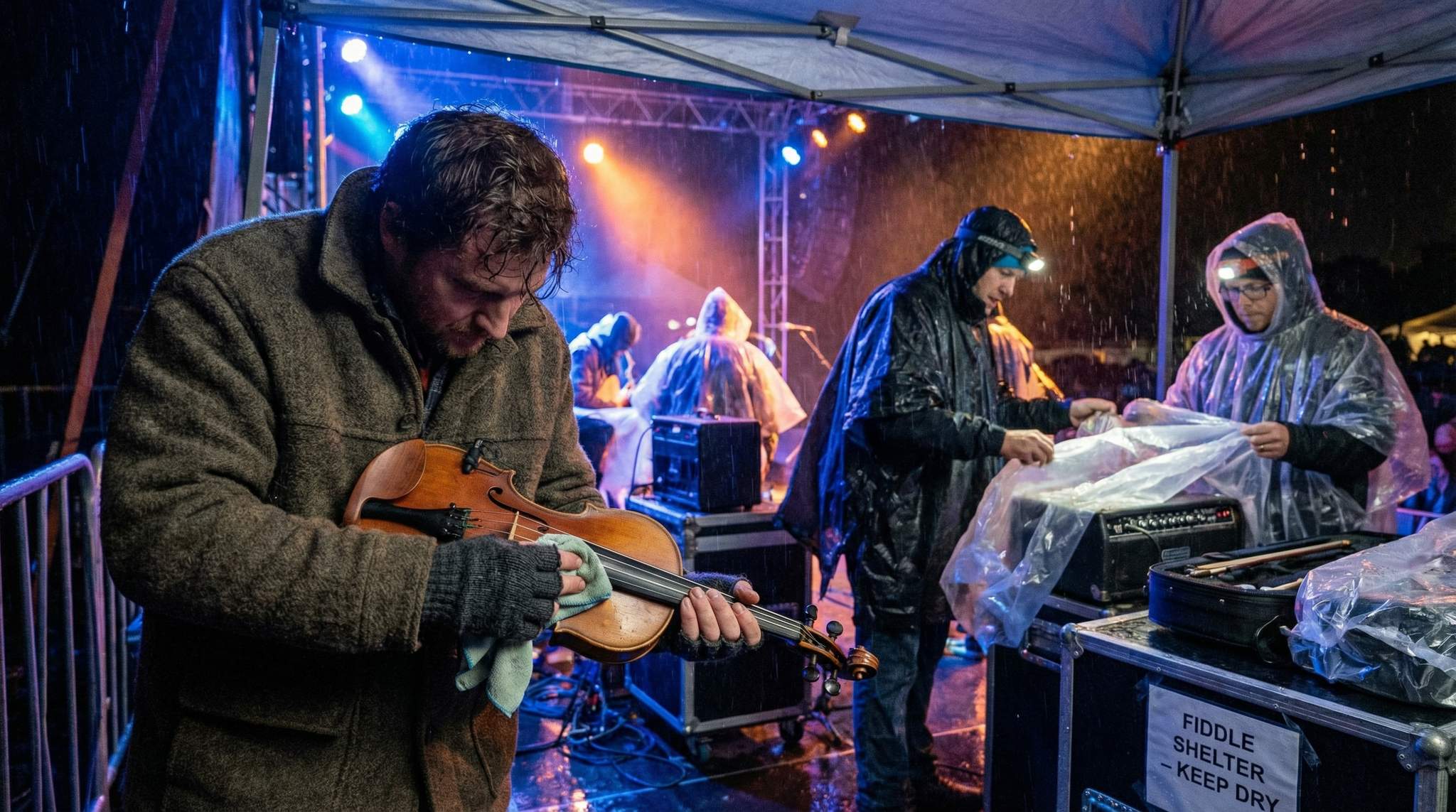 Weather Plans for Fiddles at Folk Festivals: Rain, Wind, and Cold Fingers