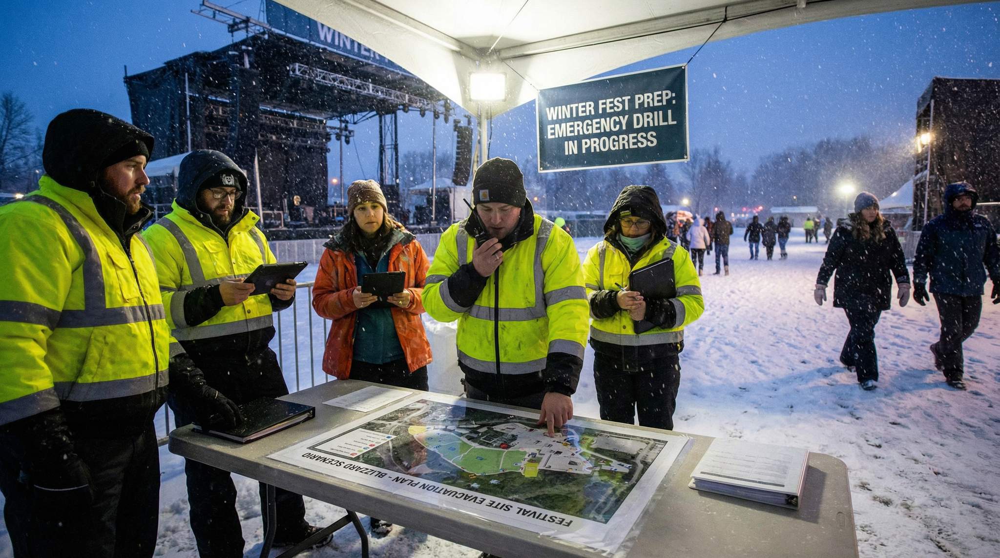 Weather-Ready Rehearsals and Tabletop Drills for Winter Festivals