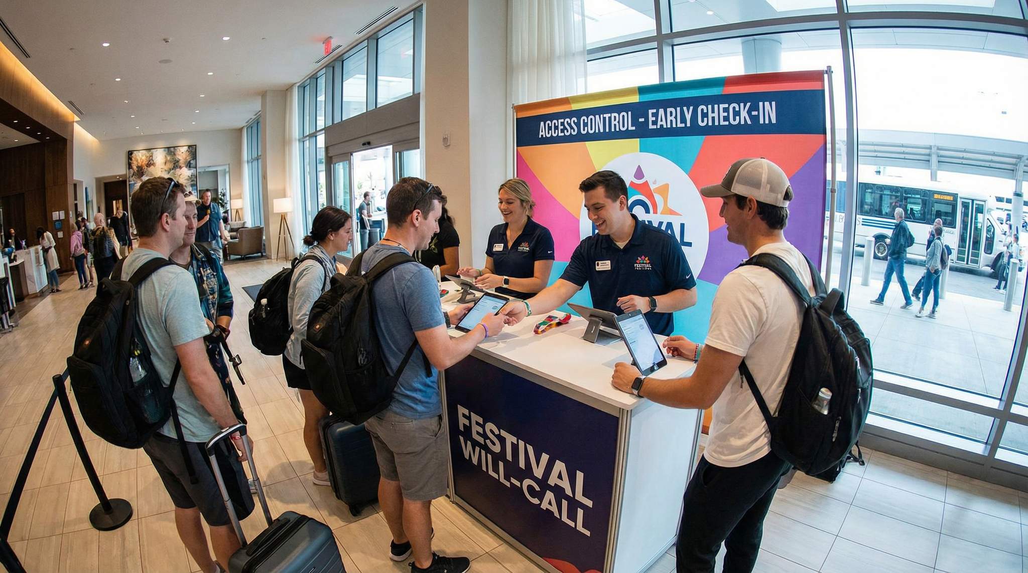 Access Control for Travelers: Festival Will-Call in Hotels and Airports