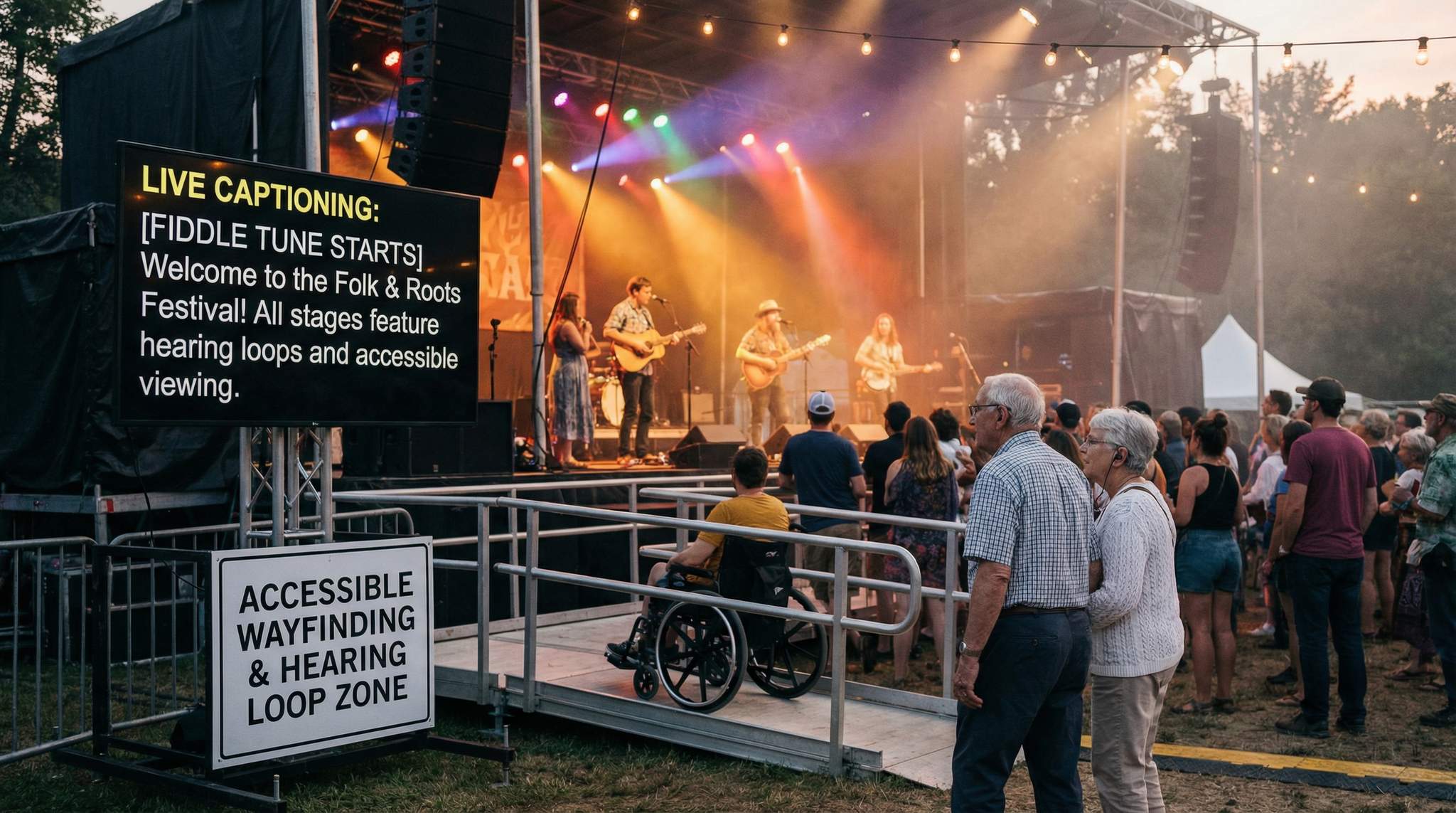 Accessible Folk Festivals: Captioning, Hearing Loops, and Wayfinding