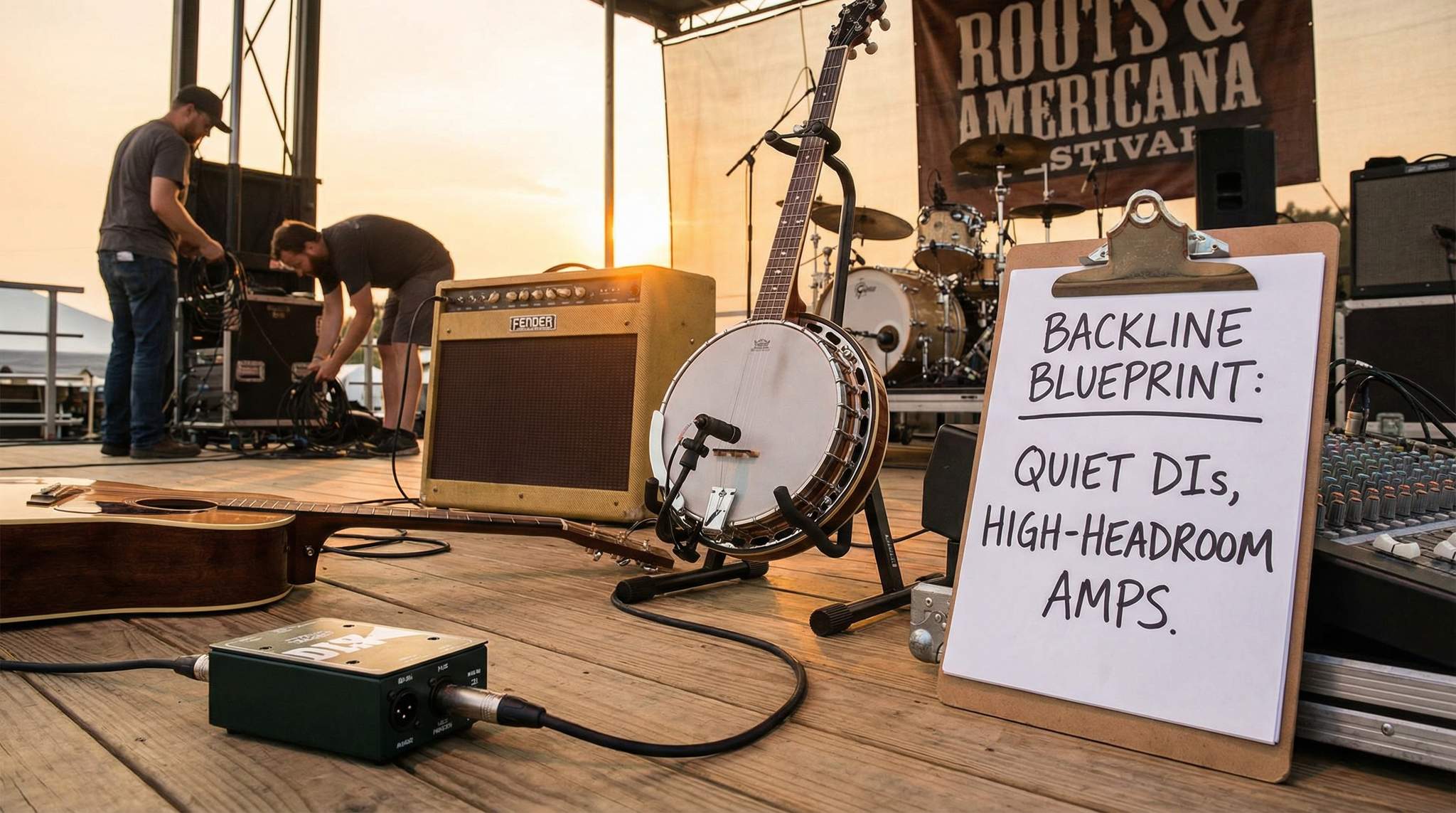Veteran producers reveal how to equip roots festival stages for great sound and fast changeovers &ndash; from quiet DIs and high-headroom amps to drum risers and more.
