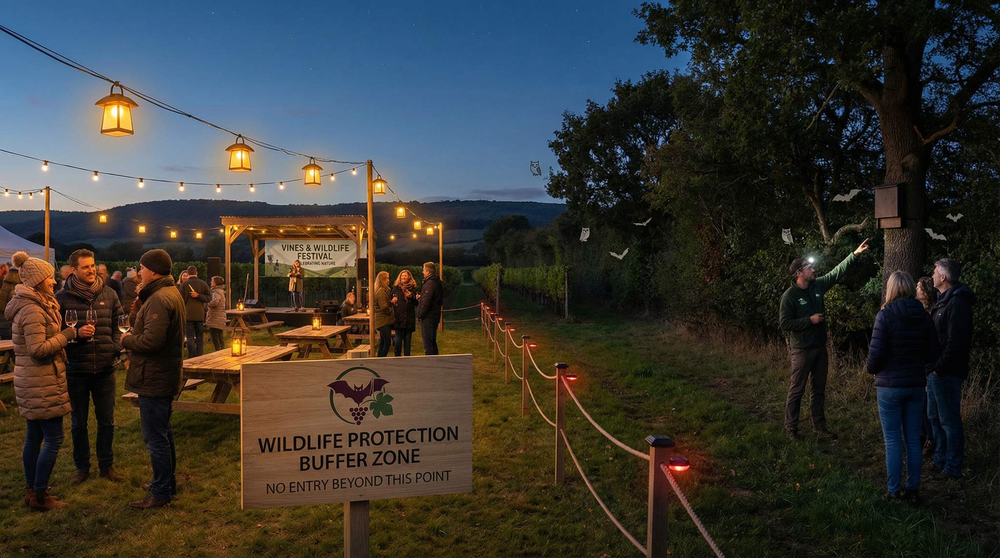 Biodiversity & Vineyard Wildlife Protection for Wine Festivals: Setting Buffers and Lighting Rules to Keep Events Nature-Positive