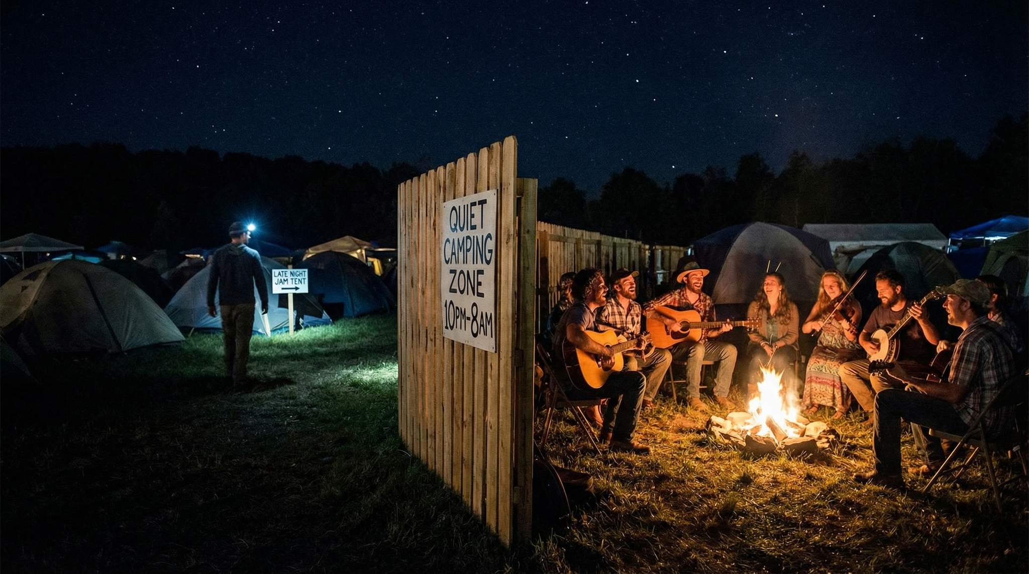 Campsite Sessions at Folk Festivals: Quiet Hours, Jam Tents, and Fire Rules