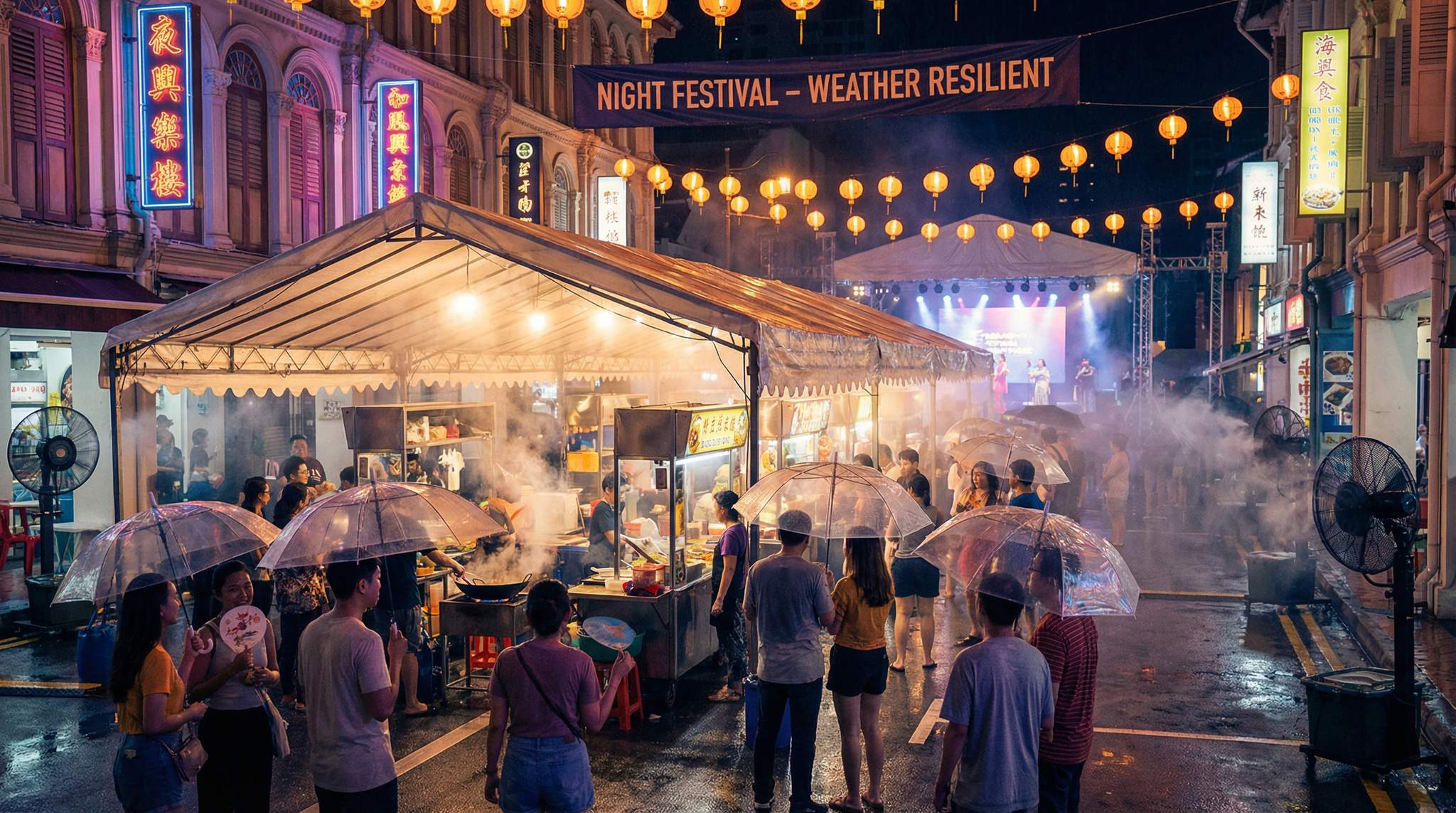 Case Study: Southeast Asia Tropical City Night Festivals &ndash; Weather, Cooling & Hawker Integration