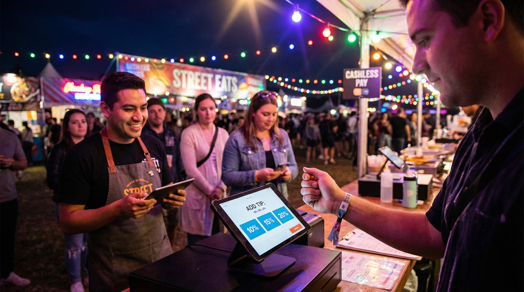 Cashless POS & Tipping at Food Festivals: Speeding Up Lines Without Shortchanging Staff