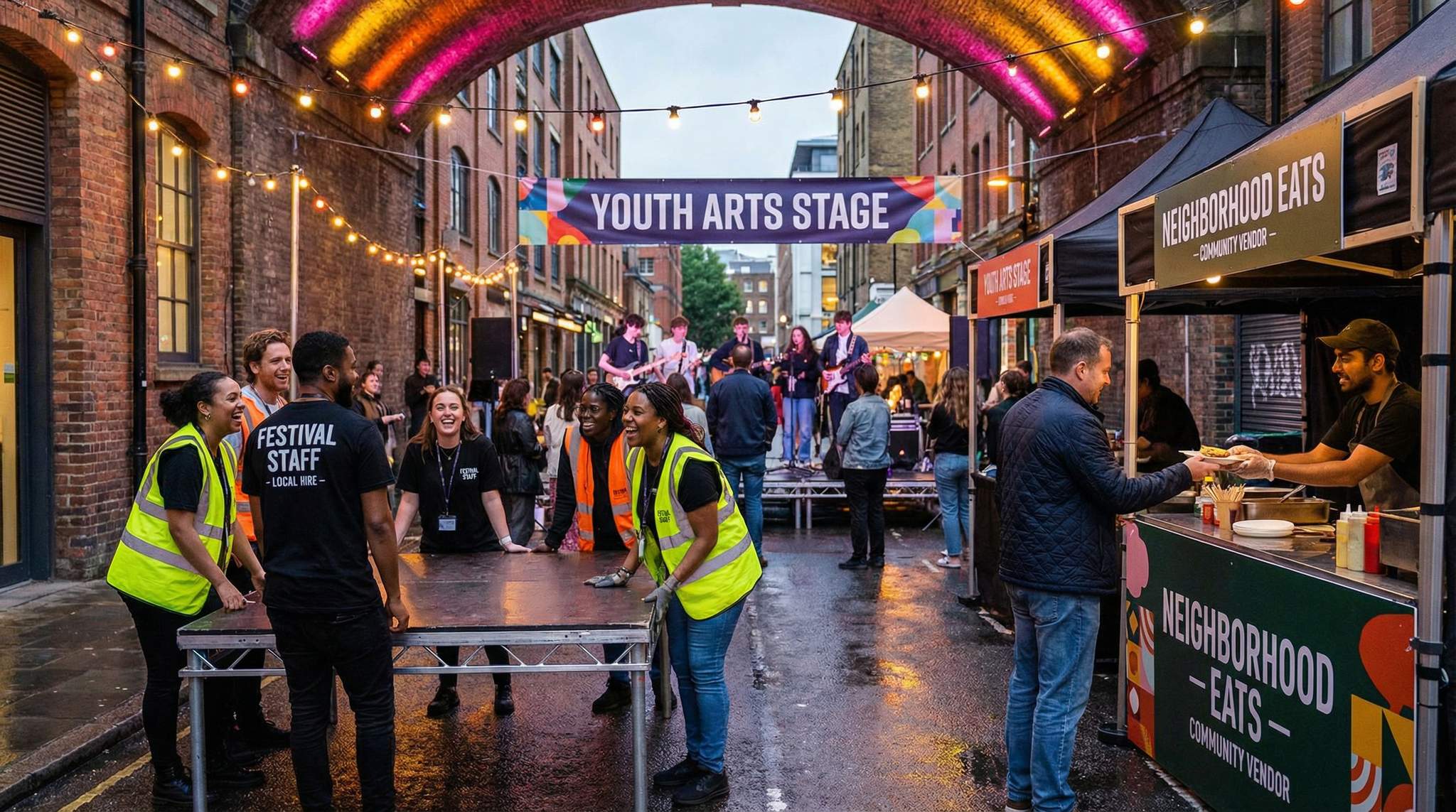 Inner-city festivals uplift neighborhoods through local hiring, community vendor stalls, youth arts stages, and tracking outcomes to prove real value.
