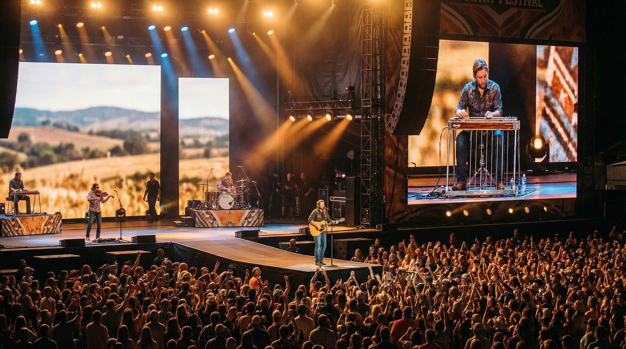 Country Festival Stagecraft: Steel, Fiddle, and Big Choruses