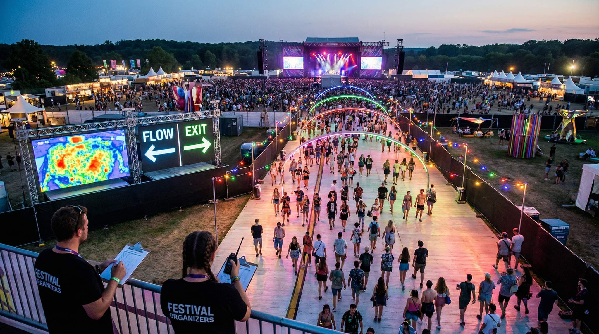 Designing Festival Layout for Optimal Crowd Flow