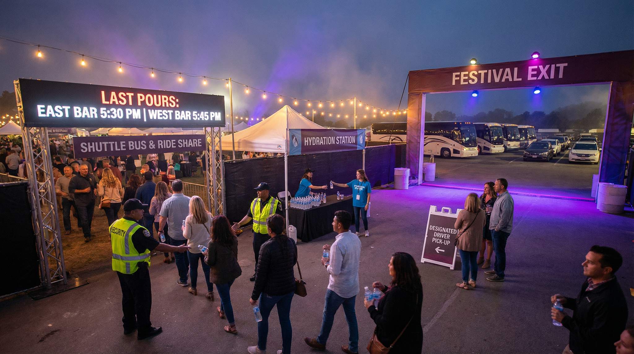 Egress & Intoxication Mitigation: Staggering Last Pours and Exit Waves for a Safe Wine Festival Finale