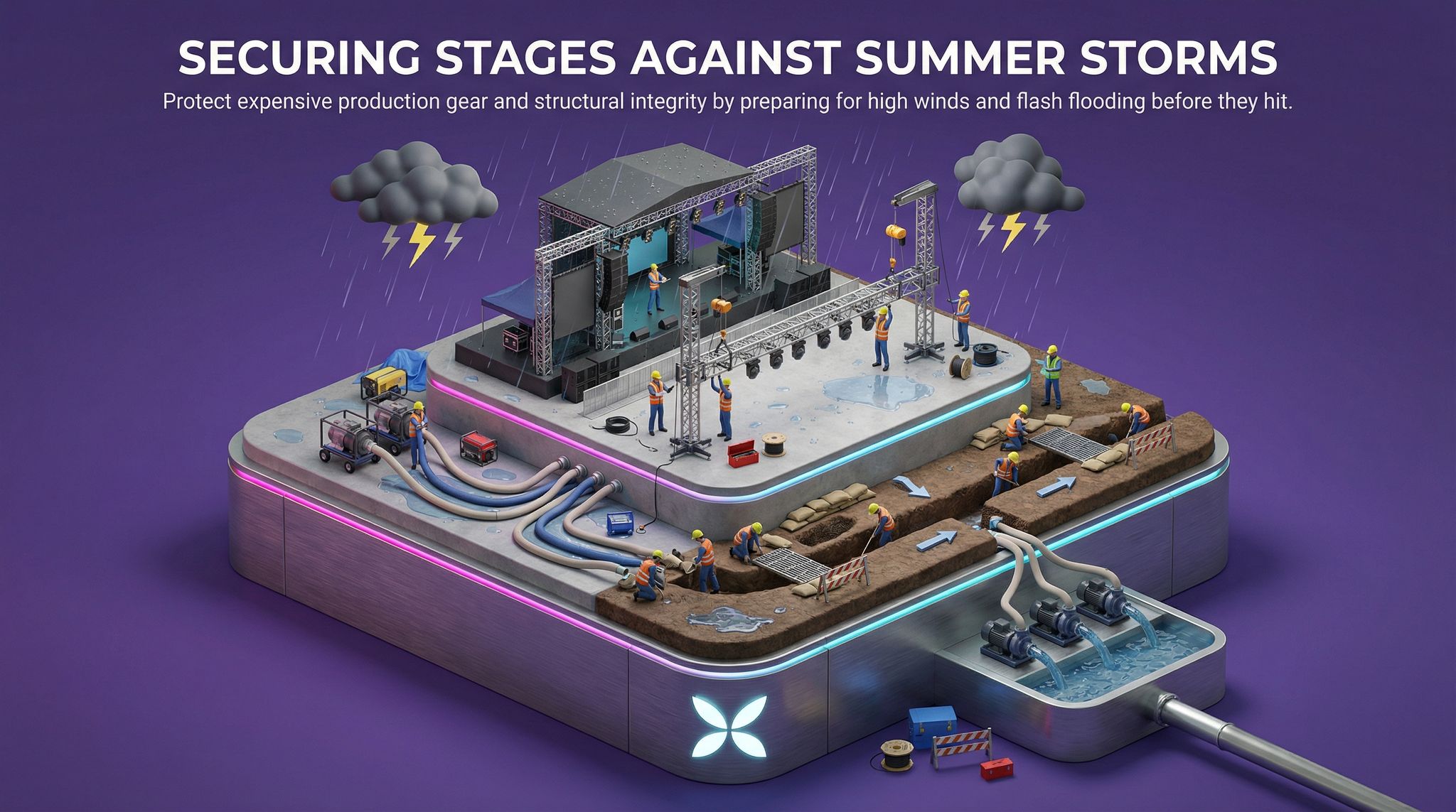 Securing Stages Against Summer Storms