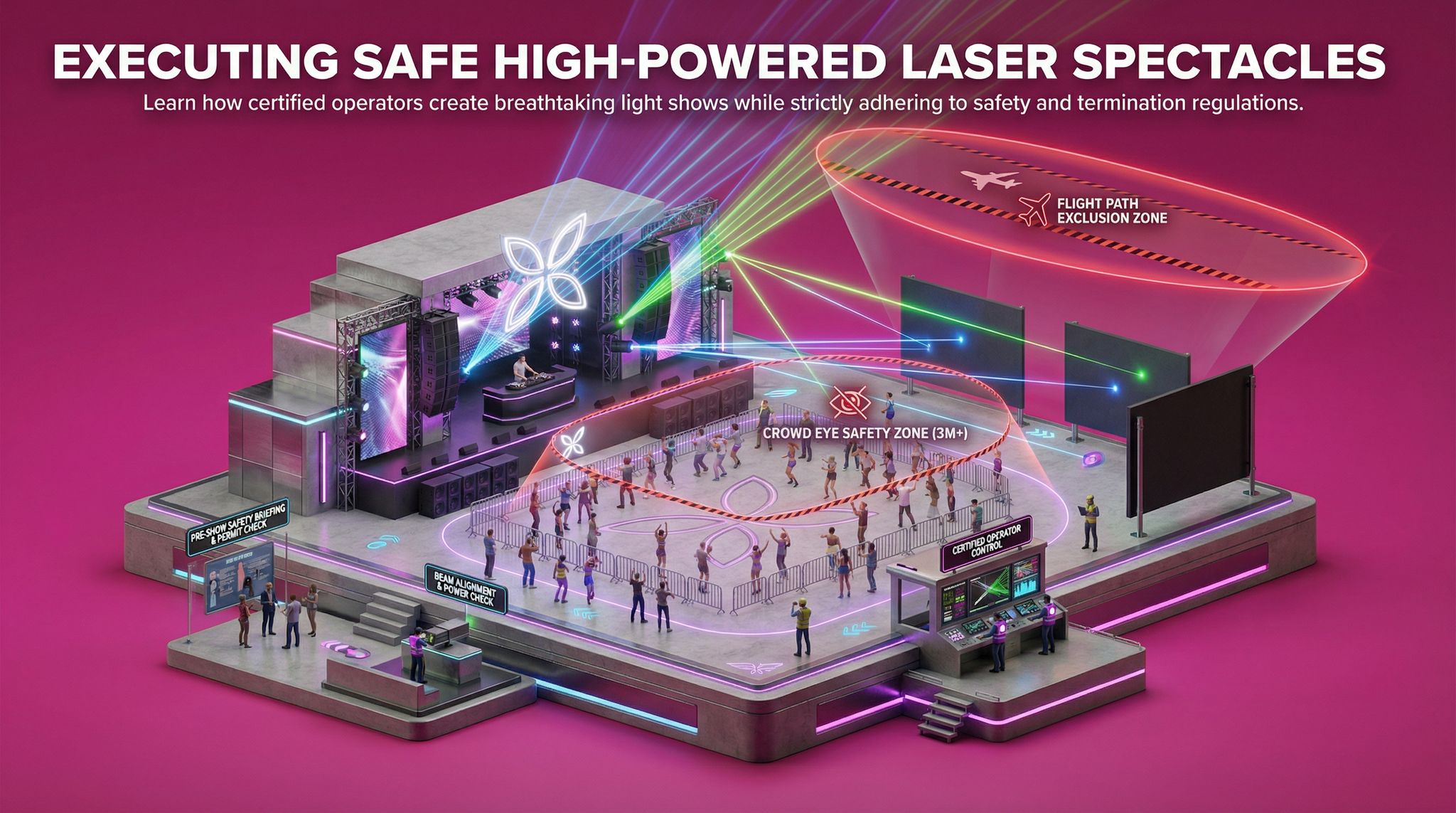 Executing Safe High-Powered Laser Spectacles