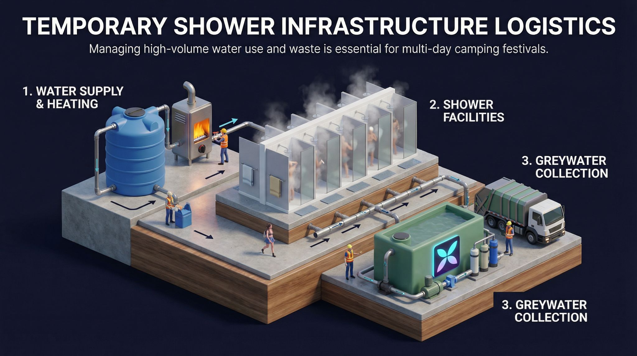 Temporary Shower Infrastructure Logistics