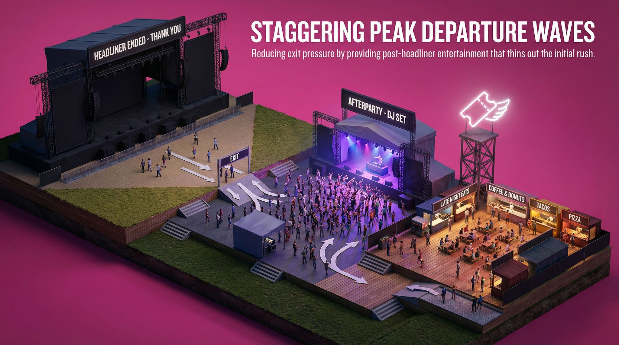 Staggering Peak Departure Waves