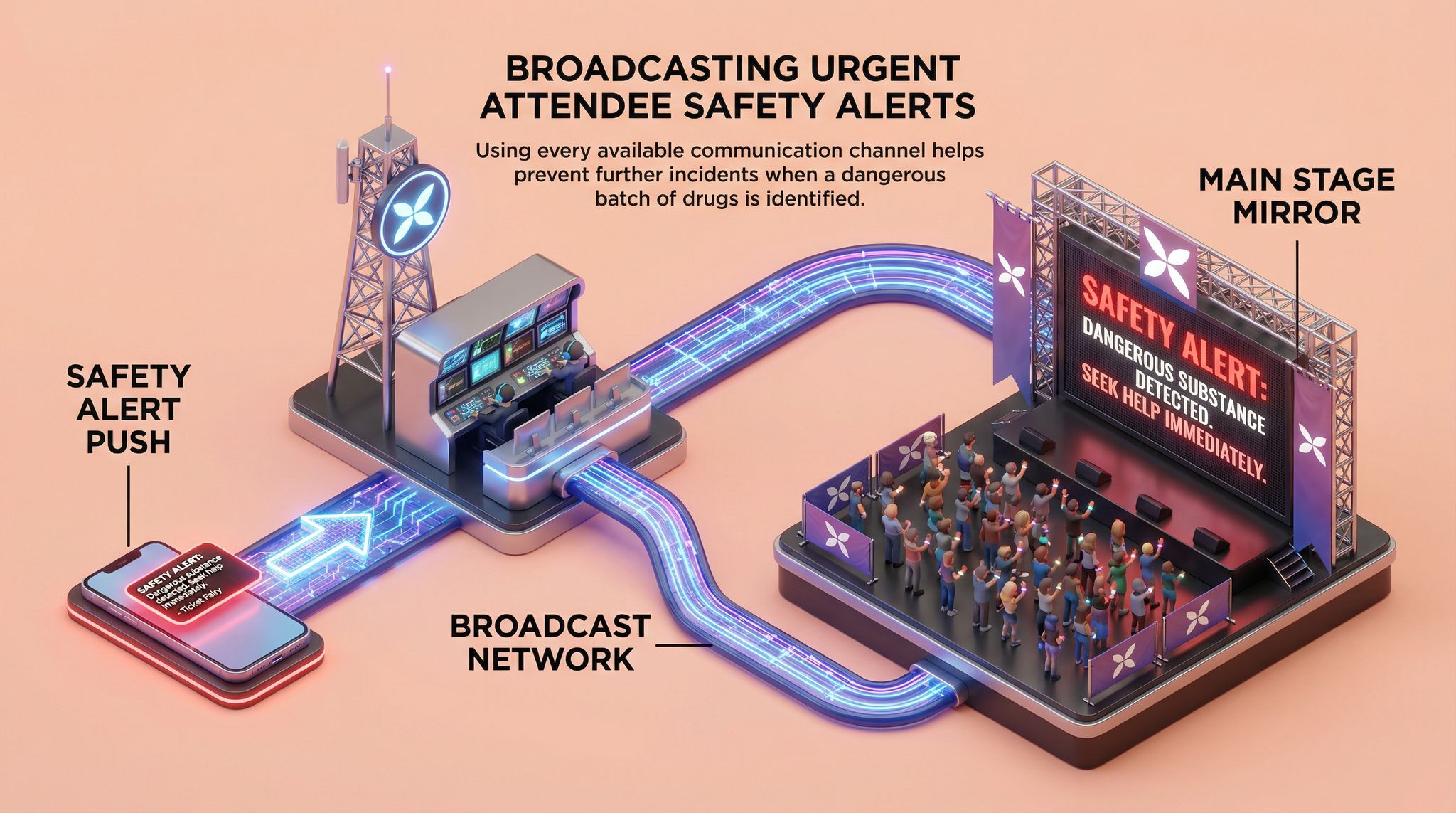Broadcasting Urgent Attendee Safety Alerts