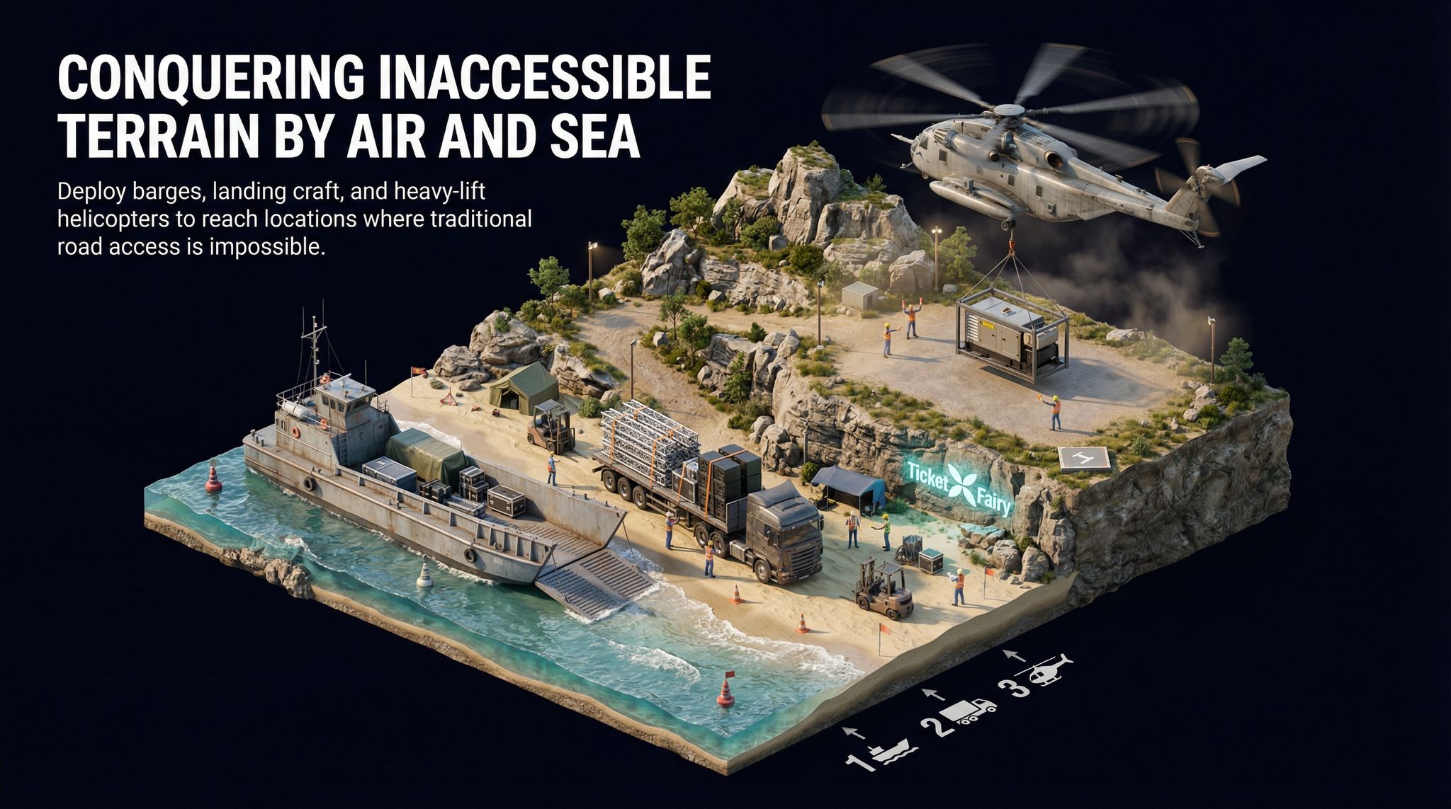 Conquering Inaccessible Terrain by Air and Sea