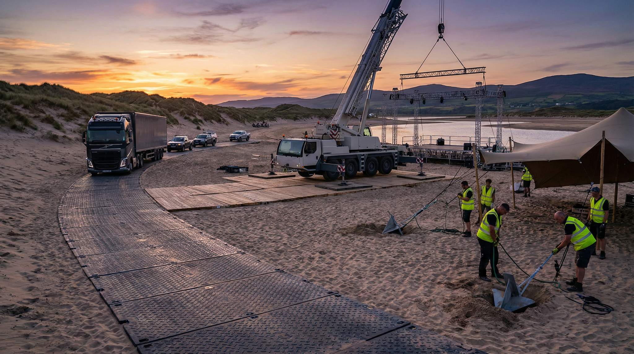 Festival Ground Protection: Track Mats, Crane Pads & Sand Anchors