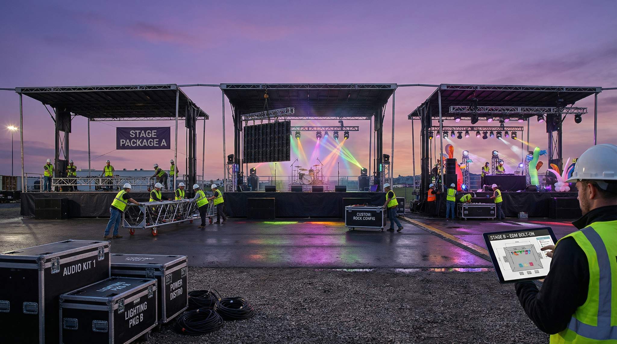 Discover how standardized stage setups and smart genre-specific tweaks speed up festival stage builds, reduce costs, and keep every performance sounding great.
