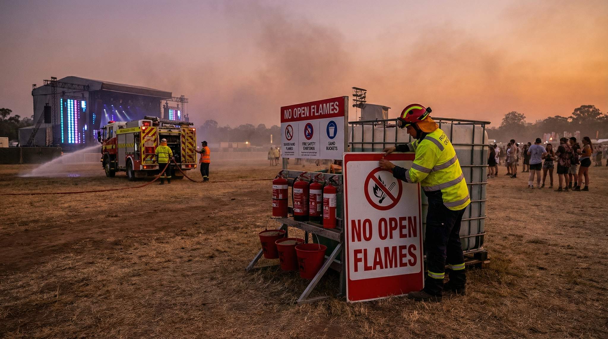 Fire Risk, Burn Bans & Spark-Safe Operations for Remote Festivals